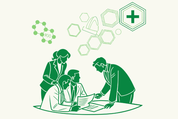 Business lawyers discussing urgent care mergers and acquisitions documentation, highlighting SovDoc's advisory role in healthcare M&A transactions for medical practices.