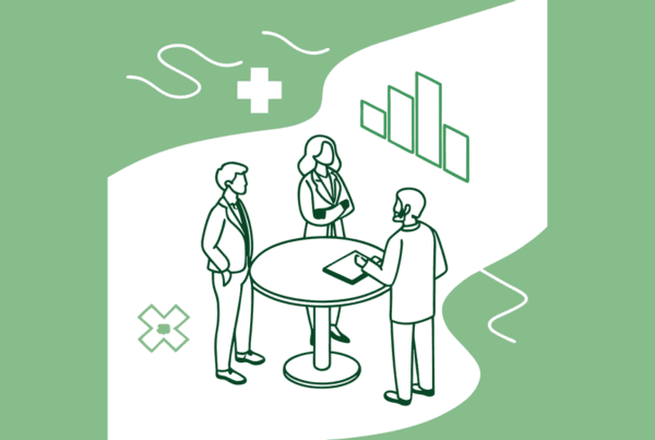 SovDoc healthcare advisory illustration depicting compliance lawyers discussing ENT medical practice mergers and acquisitions, representing specialized healthcare M&A legal consultation.