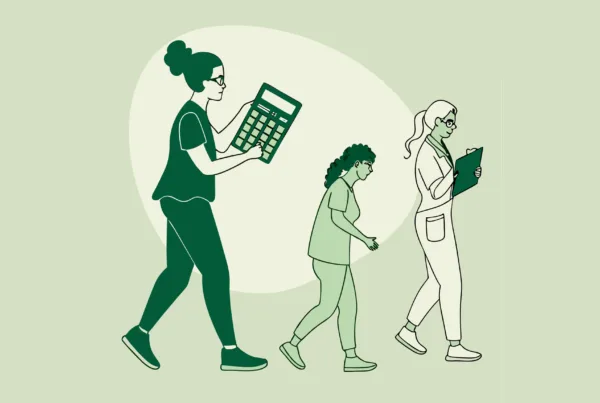 Stylized illustration representing CPAs in outpatient physical therapy practice acquisitions - SovDoc healthcare M&A advisors guiding financial transitions for successful medical practice mergers.