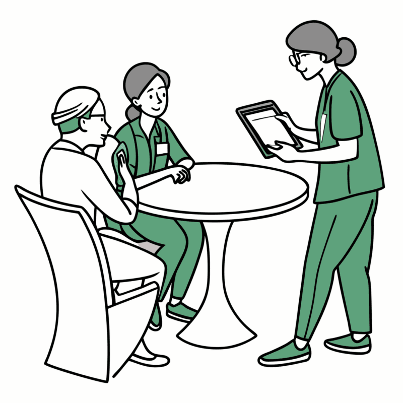 SovDoc healthcare M&A specialists discussing IT integration and EHR systems during a neurological rehabilitation practice merger consultation, represented by professionals analyzing data with brain and network imagery.