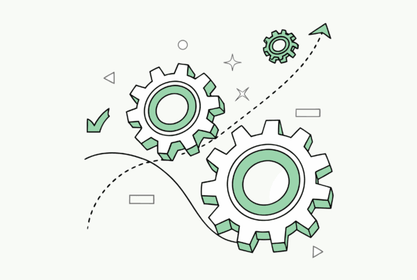 Interlocking gears with digital elements representing healthcare IT integration during neurology practice mergers and acquisitions - SovDoc healthcare M&A advisory services for EHR system consolidation