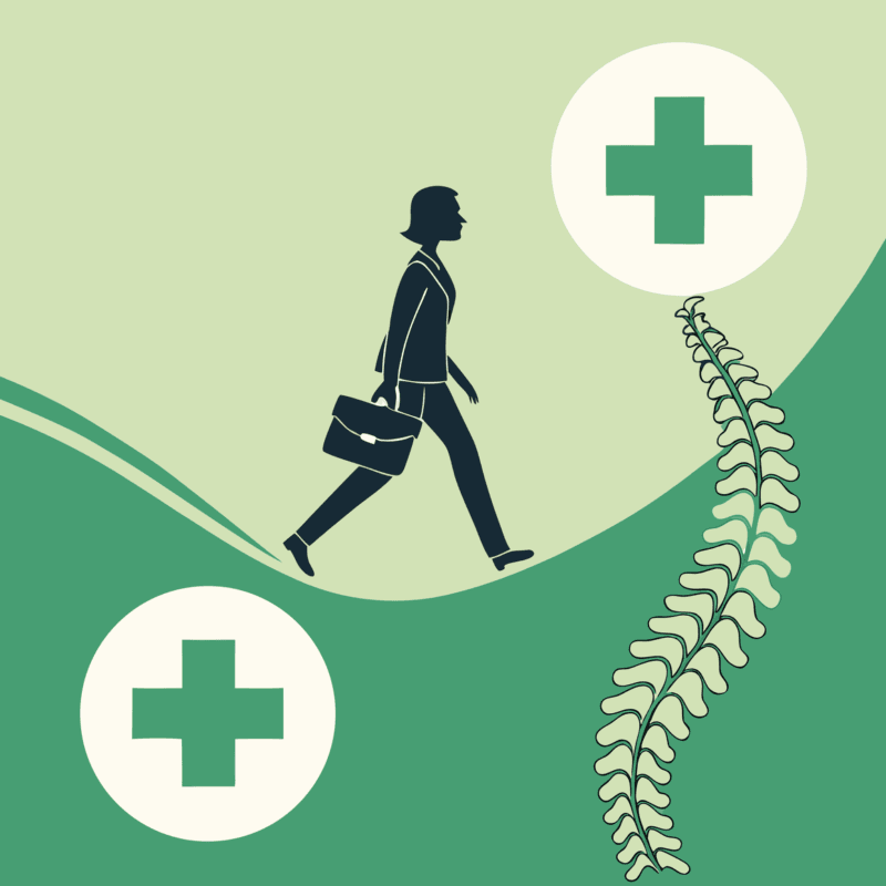 Illustration for SovDoc showing an IT/EHR specialist bridging orthopedic and post-surgical rehab practices, symbolizing the critical technology integration role in healthcare mergers and acquisitions.