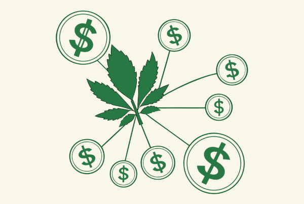 Stylized illustration of interventional pain practice M&A ecosystem with interconnected finance symbols - SovDoc healthcare mergers and acquisitions advisory for interventional pain sector