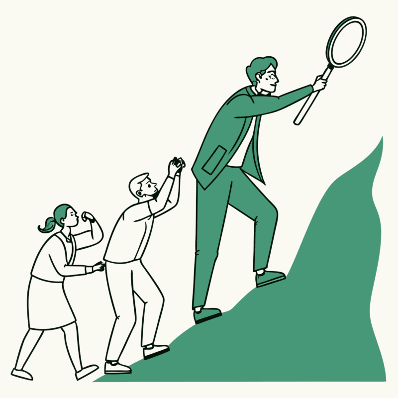 Stylized illustration showing an advisor guiding orthopedic and musculoskeletal practices toward lenders in healthcare M&A - SovDoc facilitates strategic connections in orthopedic practice mergers and acquisitions