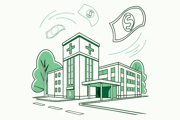 Stylized illustration depicting lenders and financial institutions supporting urgent care clinic mergers and acquisitions - SovDoc healthcare M&A advisor roundup for urgent care practice financing