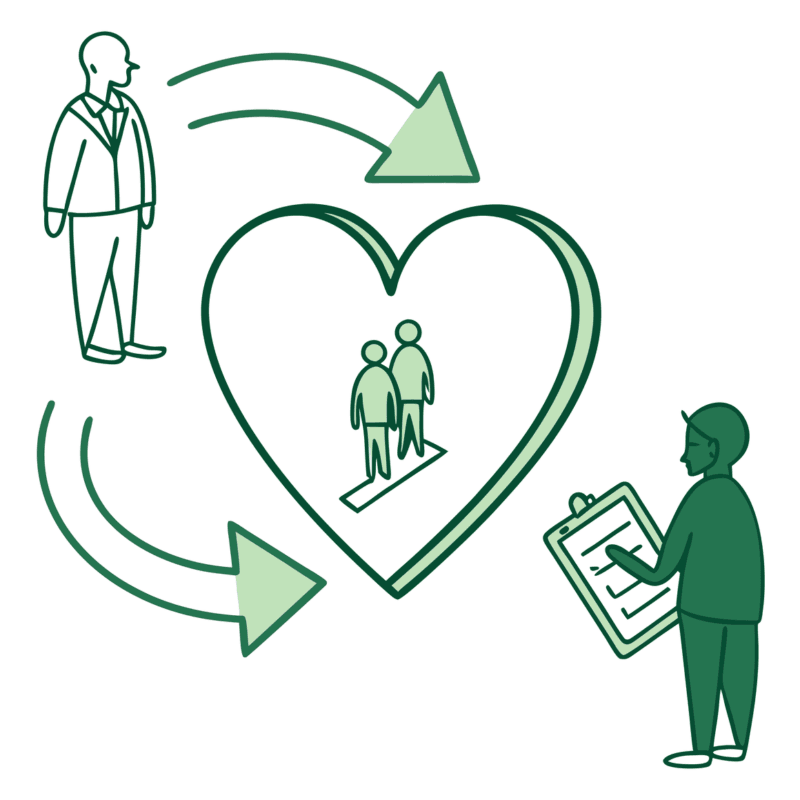 SovDoc healthcare M&A illustration showing cardiology practice valuation consultants advising on merger process with stylized heart icon and acquisition arrows - representing cardiology practice valuation services in healthcare M&A.