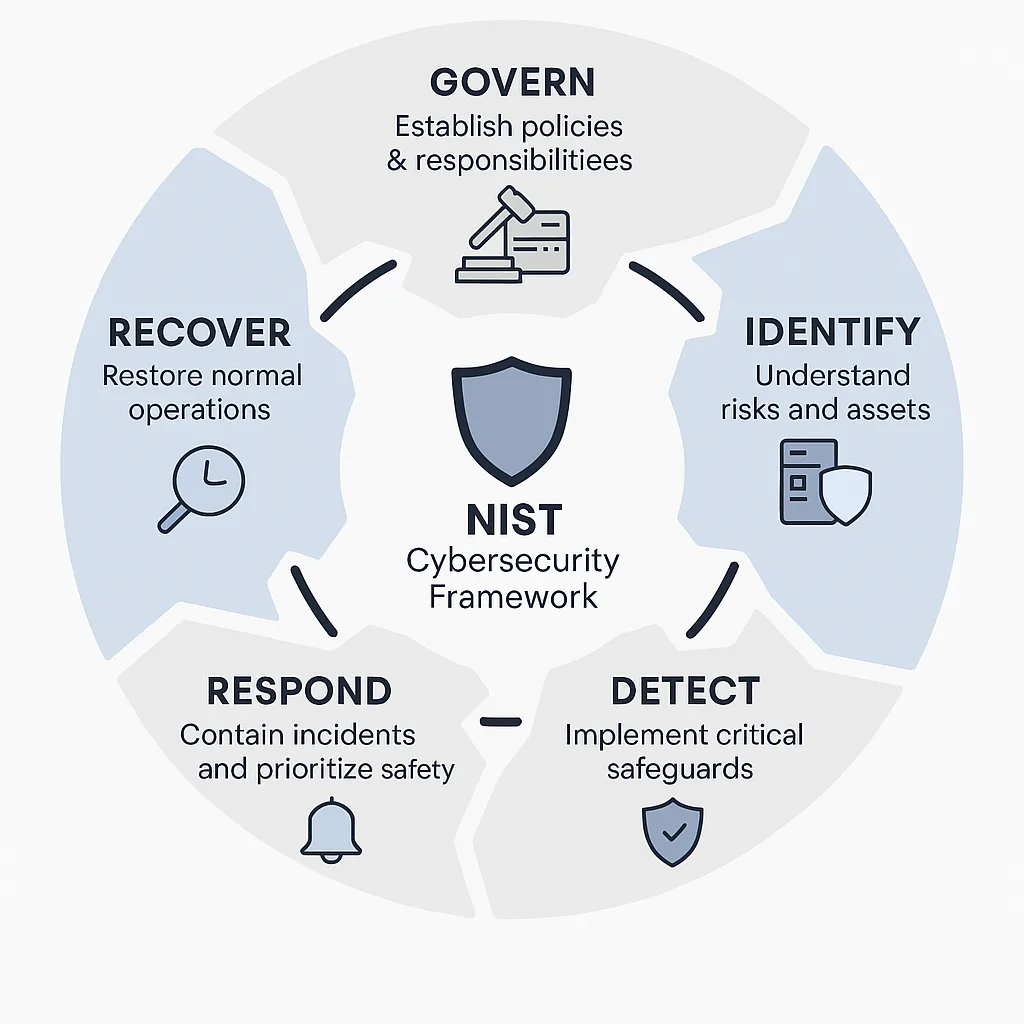 The Six NIST Framework Functions infographic