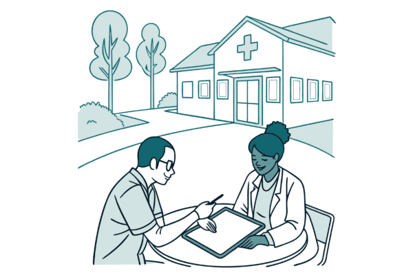 SovDoc healthcare M&A professionals discussing memory care center acquisitions and auditing strategies during advisor roundtable meeting, representing specialized medical practice merger consultation services.