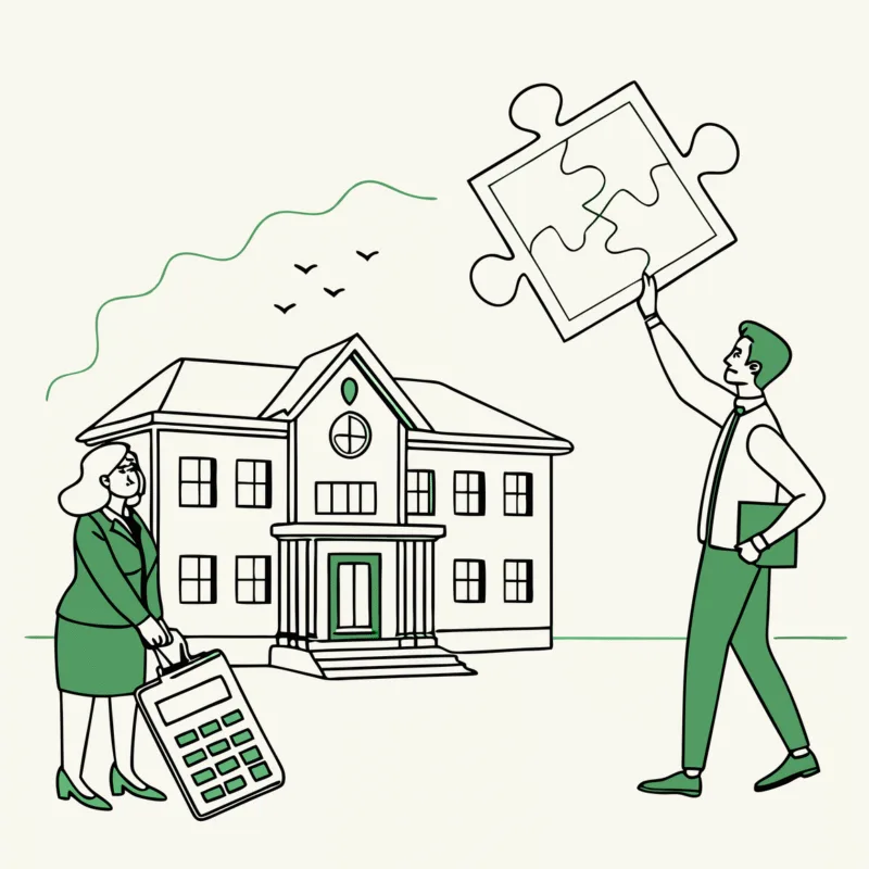 SovDoc illustration representing mergers and acquisitions in Assisted Living Facilities (ALFs), showing CPA advisors facilitating healthcare transactions for medical practices.