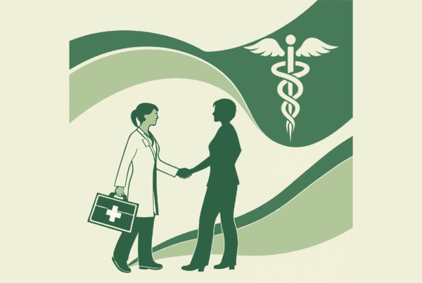 Abstract illustration representing healthcare M&A in palliative care - SovDoc advisory services for CPAs involved in medical practice mergers and acquisitions in the hospice sector