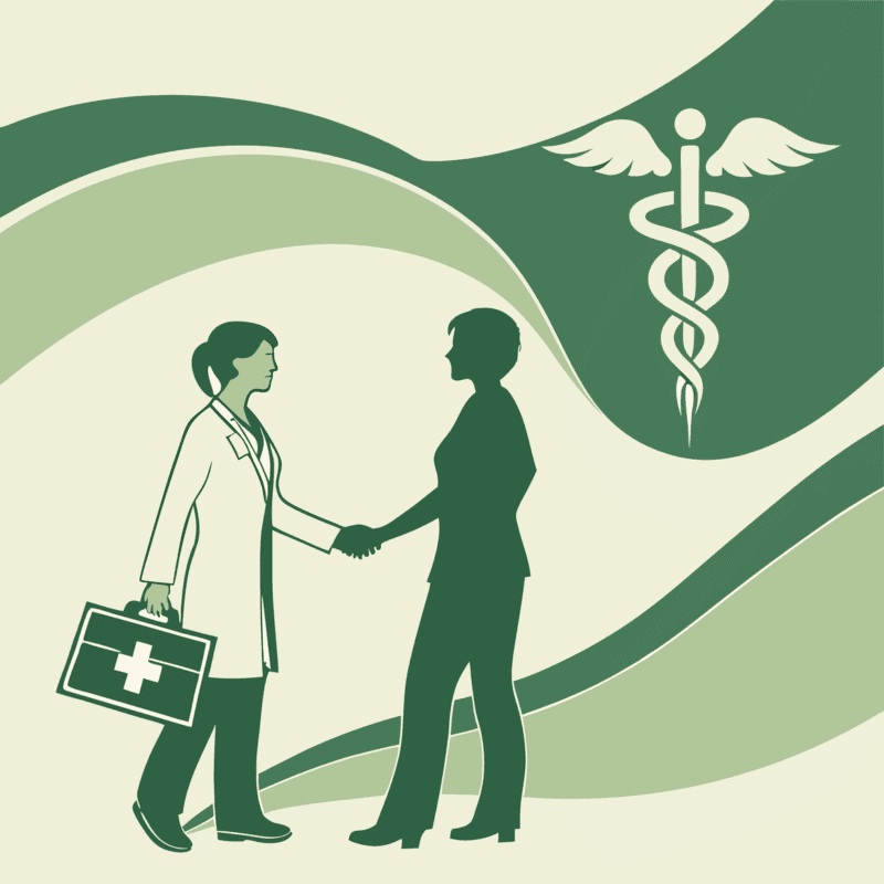 Abstract illustration representing healthcare M&A in palliative care - SovDoc advisory services for CPAs involved in medical practice mergers and acquisitions in the hospice sector