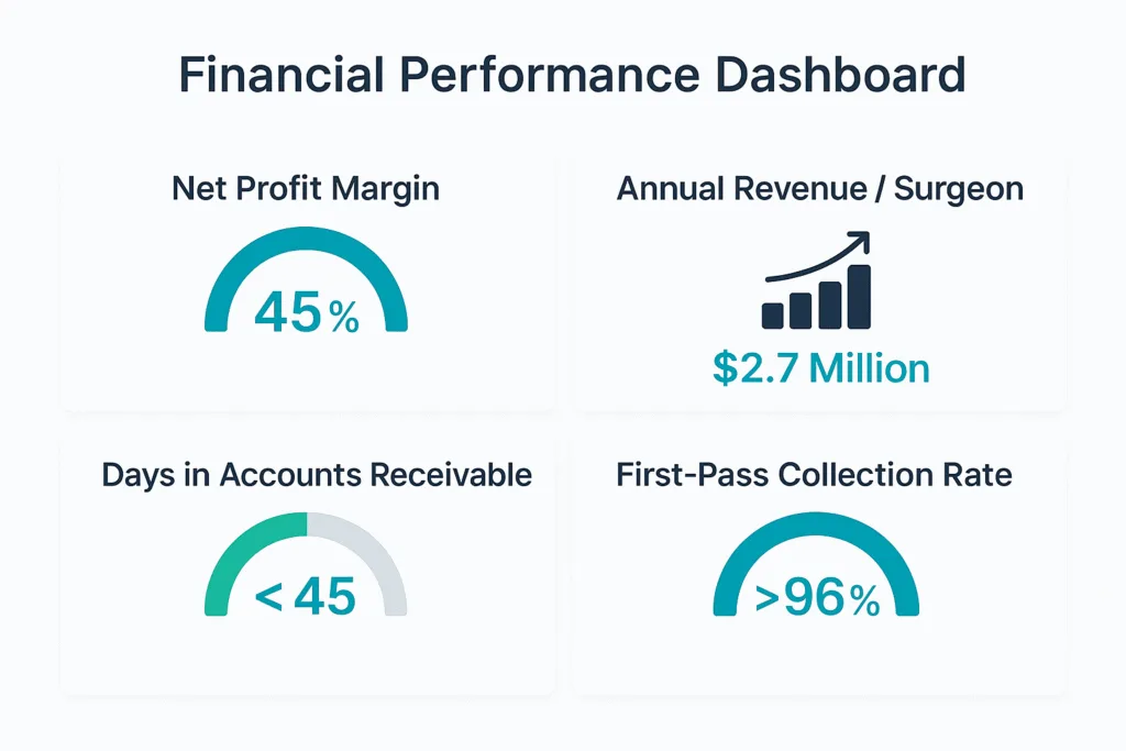 Visual representation of Key financial benchmarks for orthopedic practices
