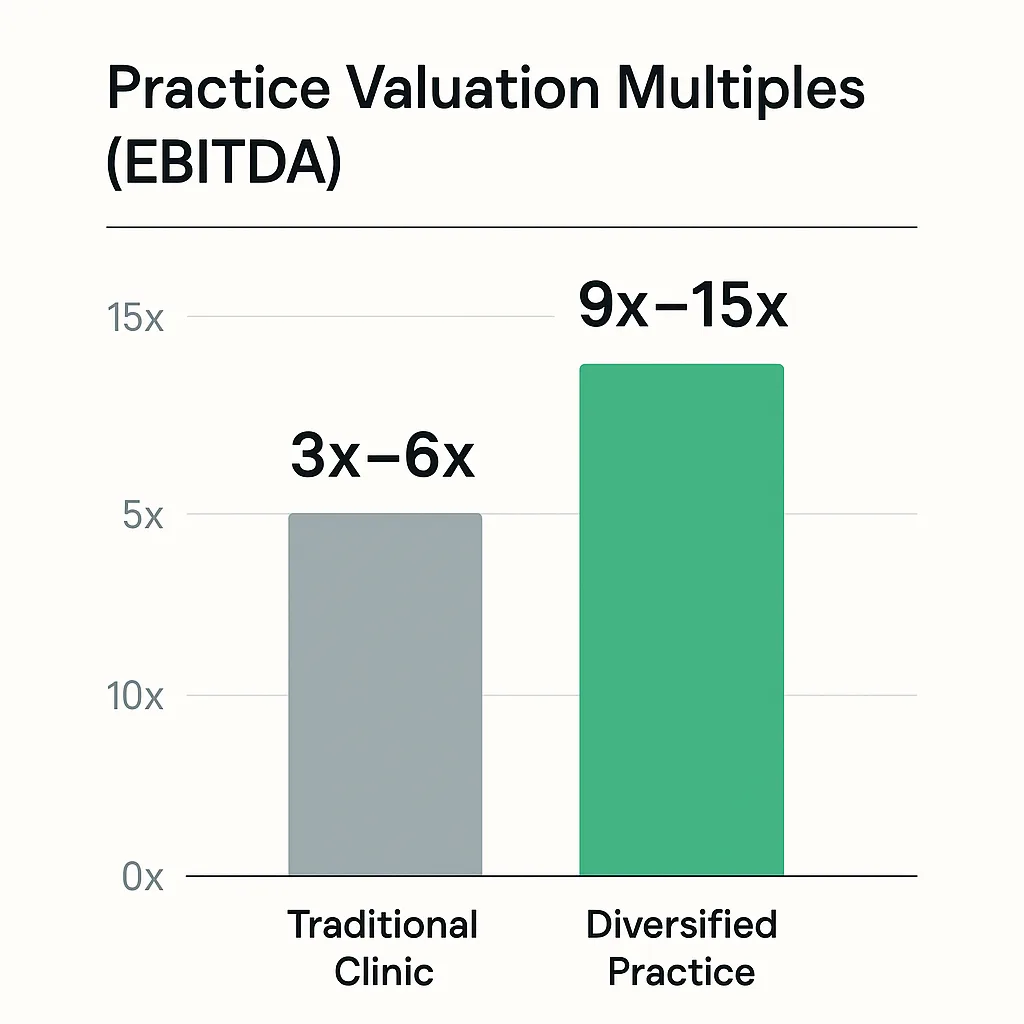 Graph of Revenue Diversification Impact On Practice Valuation