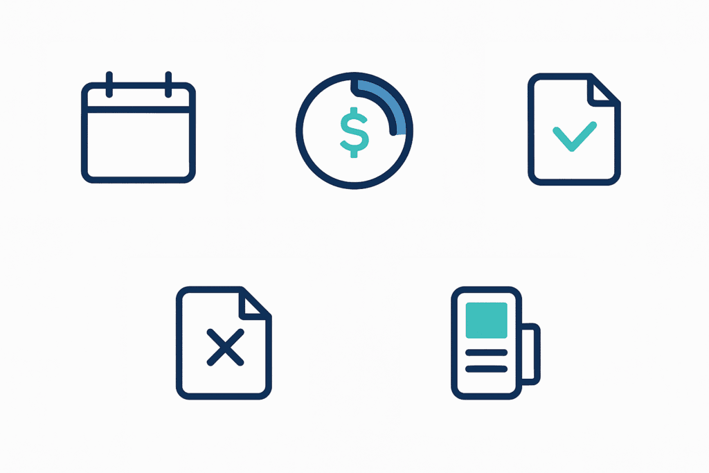 Icon representation of 5 KPIs that impact practice value