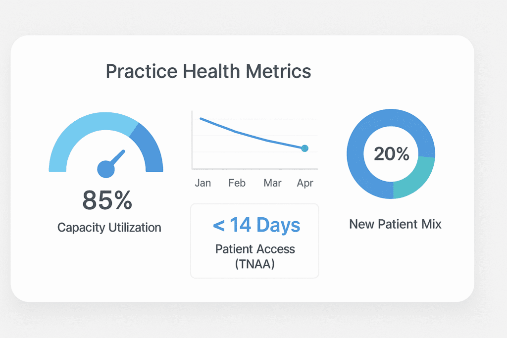 Visual breakdown of practice health metrics