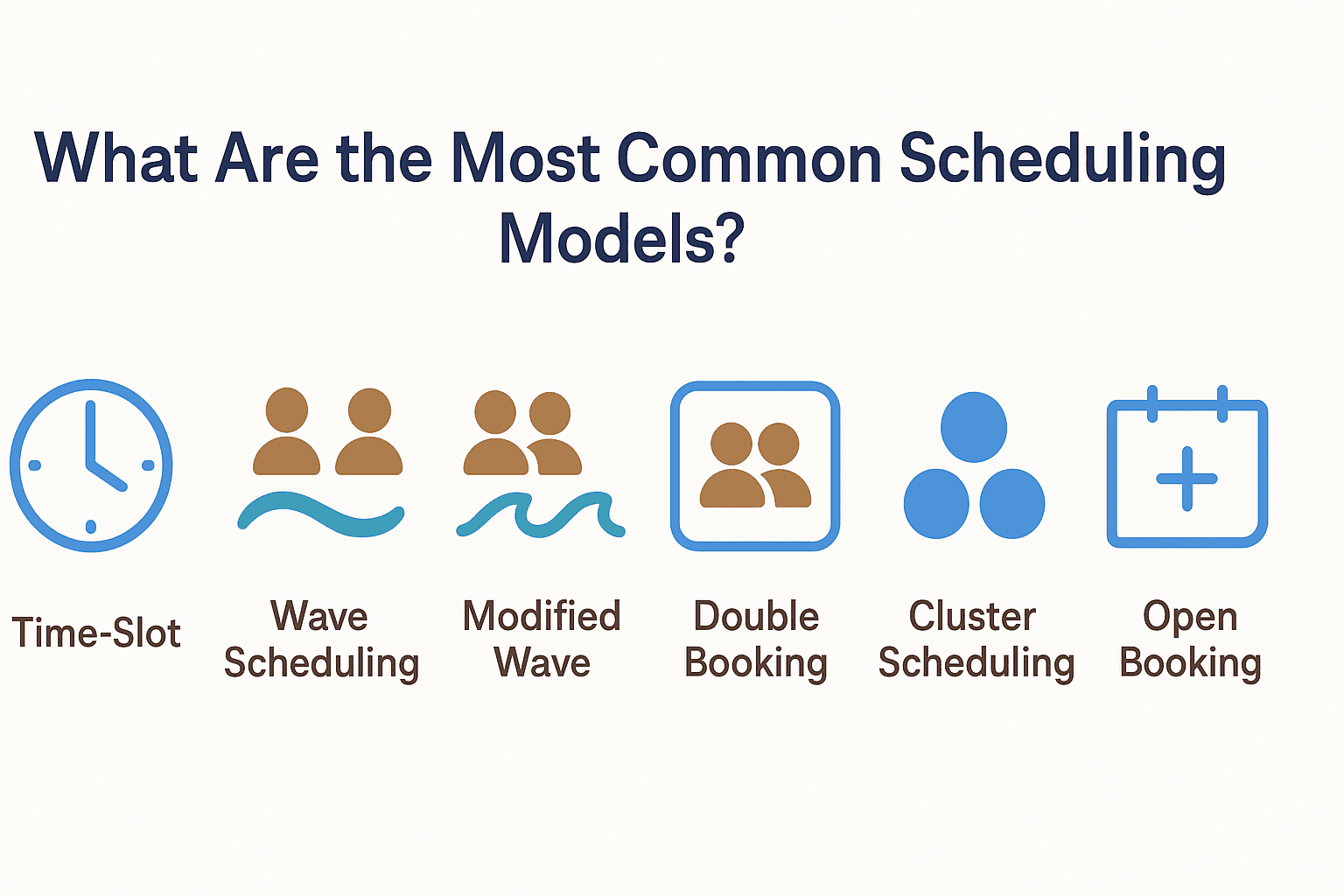Visual icons of the most common scheduling models